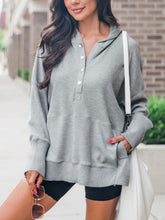 Perfee Half Snap Long Sleeve Hoodie Gray OutfitFlow